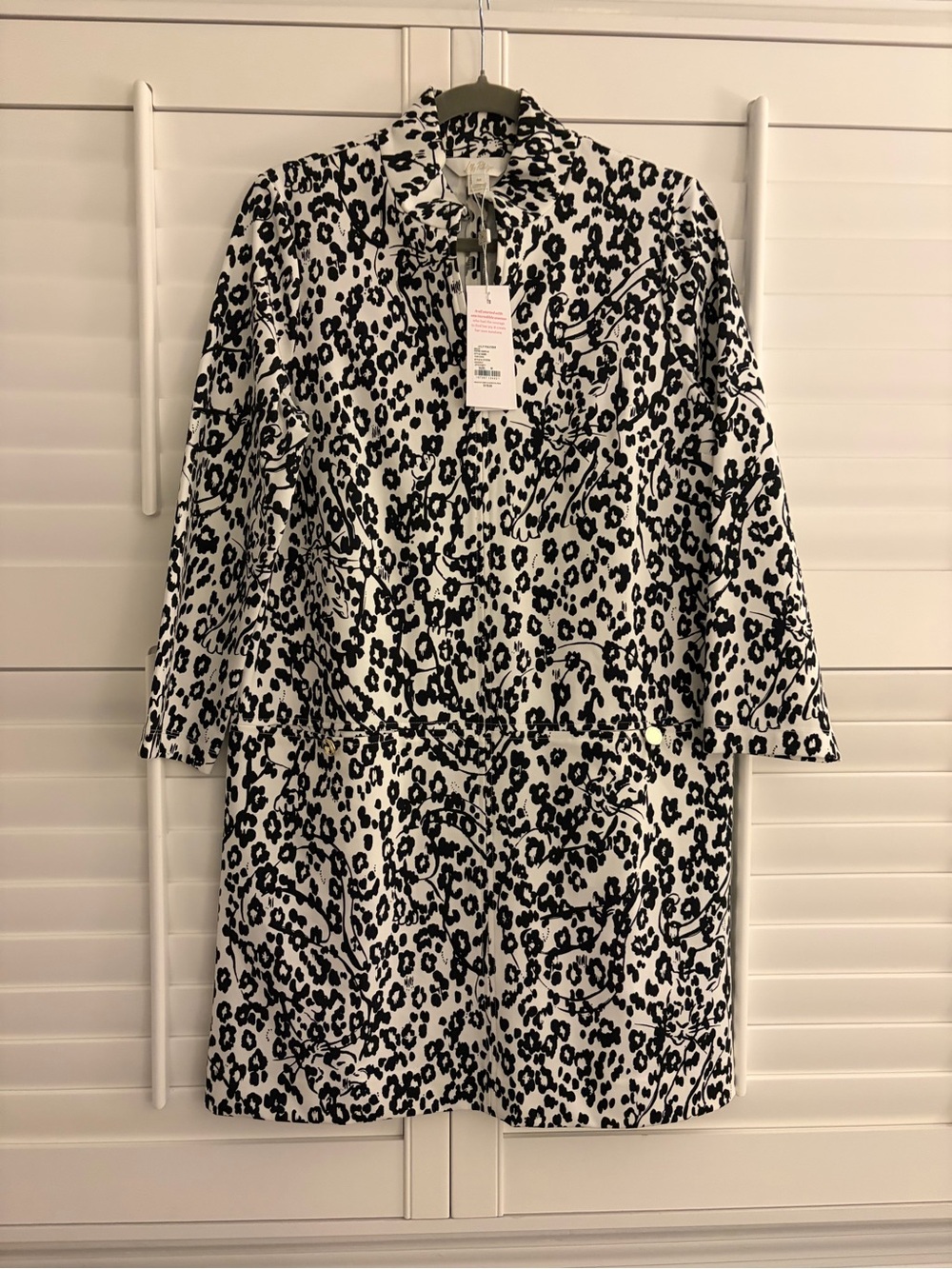 Lilly Pulitzer NWT Rosie Medium Women's Black & White Leopard Print Shirt Dress